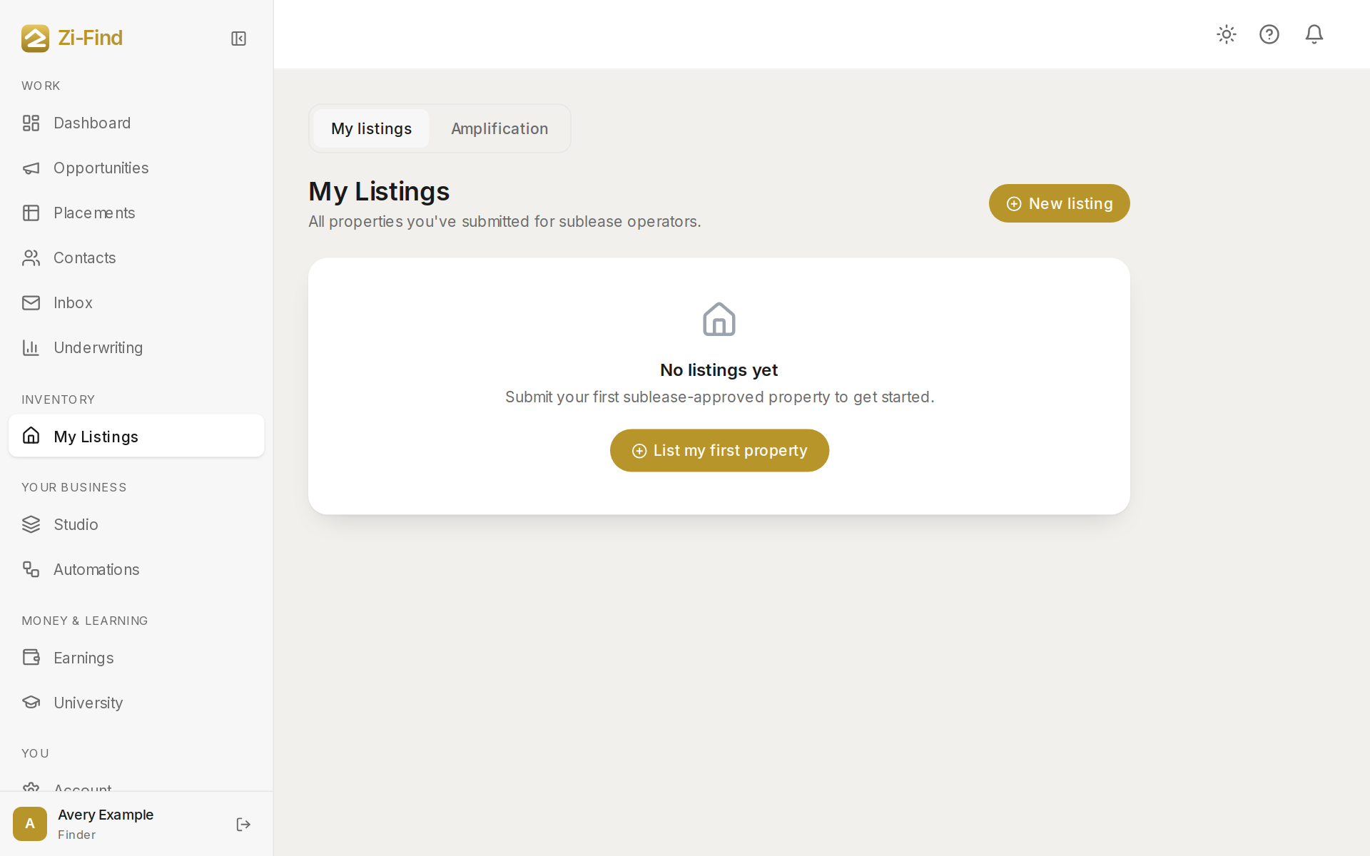 My Listings with the Amplification tab